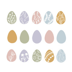 A set of hand-drawn vector illustrations with Easter elements.