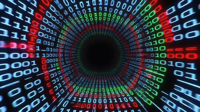 Binary Code Digital Tunnel Data Stream Abstract Background