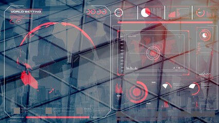 High-tech global network connection interface showing worldwide digital communication, data exchange, and internet connectivity. Global connection, data interaction, and worldwide communication. Thunk