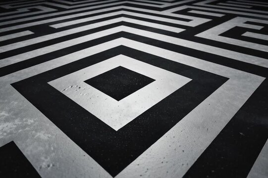 Intersecting geometric lines creating a minimalist labyrinth pattern.