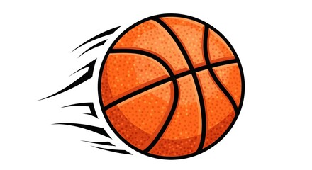 Fototapeta premium A dynamic vector illustration of a fast-flying orange basketball with motion blur lines, symbolizing speed and action in sports competition (73)