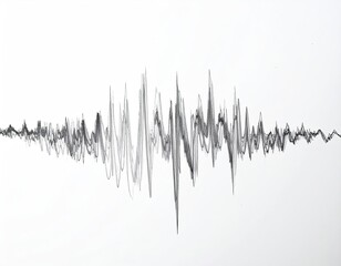 Abstracted grayscale soundwave on plain white ground