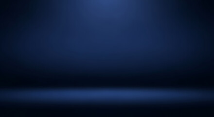 Fototapeta premium Abstract dark blue studio background with soft spotlight effect
