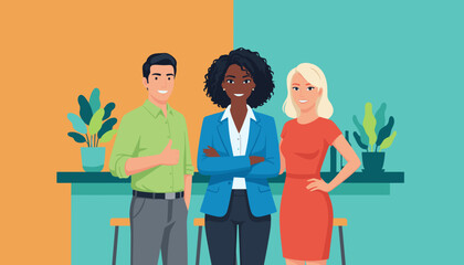 Confident diverse business team portrait showing success collaboration and professional partnership