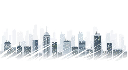 Stylized cityscape vector illustration, winter atmosphere and minimalist design with geometric