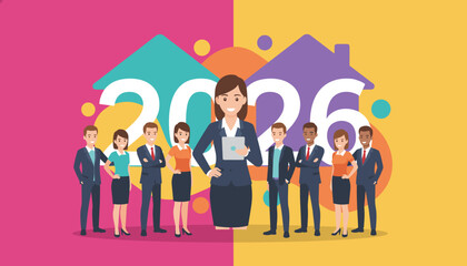 Successful diverse business team and real estate goals for the year 2026