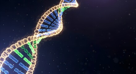 Glowing Dna Double Helix Illustration with Molecular Particles