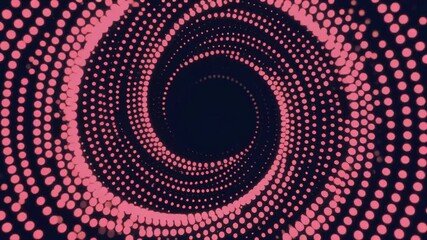 Dynamic Glowing Red Dots Spiral Tunnel Loop. Abstract Futuristic Digital Data Vortex Background in 4K.
