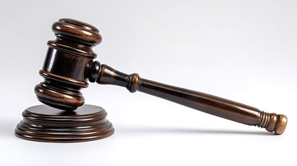 Gavel and sound block symbolizing legal authority, law, justice, and order, representing verdicts and final decisions in courtrooms or auctions with professionalism