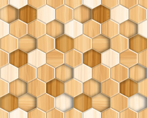 Hexagonal Wood Texture with Geometric Pattern for Modern Design