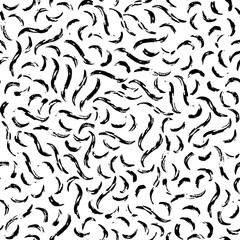 Seamless dry brush simple stroke pattern. Dashed curved lines, simple gritty smears. Wavy brush strokes seamless background. Minimalistic backdrop.