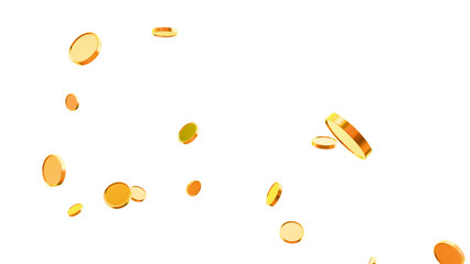 PNG Gold coins exploding and scattering in all directions on a transparent background. Seamless loop animation with realistic gold coin particles. Falling and Exploding Gold Coins Motion Graphic Loop.