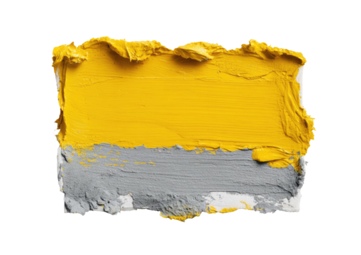 Textured yellow/gray block of smeared, thick paint