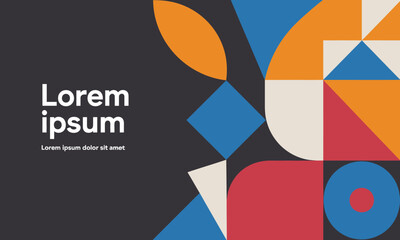 This image features vibrant geometric shapes along with 'Lorem Ipsum' placeholder text, perfect for design projects needing an abstract, colorful backdrop.