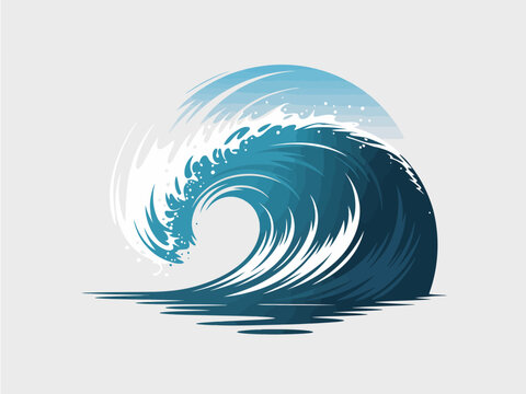 A vibrant illustration of a dynamic ocean wave, showcasing its natural beauty and movement, perfect for projects related to nature, travel, and marine themes.