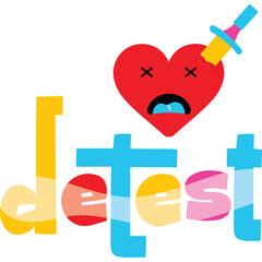 Red Heart Icon with Sword and Text Defect Against Transparent Background Representing Negative Emotion and Error