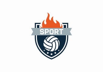 This image showcases a dynamic sports logo incorporating a volleyball and flames, creating a visually exciting representation of energy, competition, and athleticism.