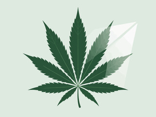 This detailed graphic features a green cannabis leaf, symbolizing nature and various cultural connotations, showcasing the beauty and complexity of this plant element.