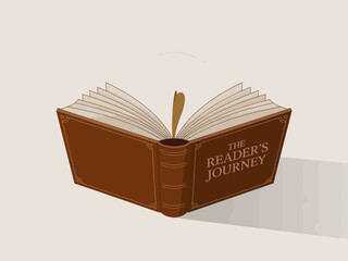 An elegant book cover design for 'The Reader's Journey', featuring intricate details that symbolize the adventure of reading and the exploration of stories.