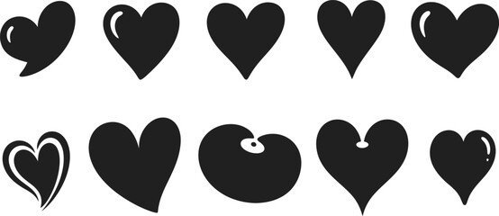Fototapeta premium Hand drawn heart shapes a collection of black and white valentine s day icons