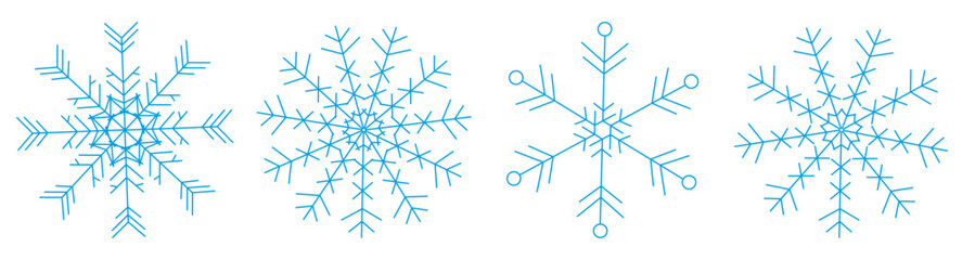 collection of blue snowflakes vector illustration