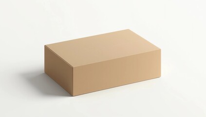 Brown cardboard box isolated on white background with tape. Suitable for packaging