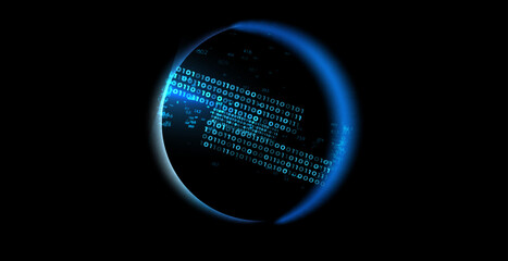 Glass transparent protection sphere shield. Sphere shield with hexagon pattern on blue background. Bubble shield in the form of a force energy field. Protection and safety concept.