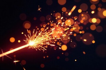 Close-up of vibrant firework sparkle trails against black, shine, colorful, background