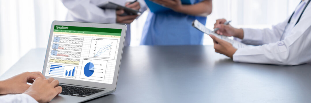 Spreadsheet document information financial startup concept. data and graphs in spreadsheet documents for online analysis project dashboard accounting digital brisk