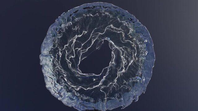 Water vortex ring on transparent background

3d rendering wide rotating water vortex forming layered circular rings with swirling liquid motion on full alpha channel
