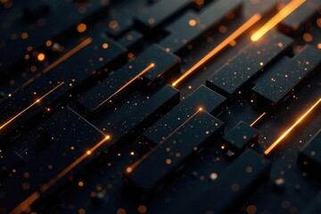 Golden lines intersect black geometric shapes, creating a modern abstract design , golden ratio, geometric pattern, sophisticated