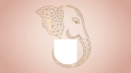 Geometric wireframe illustration of an elephant's head with polygonal design on a soft pink background