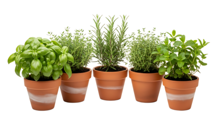 Freshly potted aromatic herbs including basil, thyme, rosemary, and mint ready for your kitchen garden, culinary creations, and vibrant home decor.