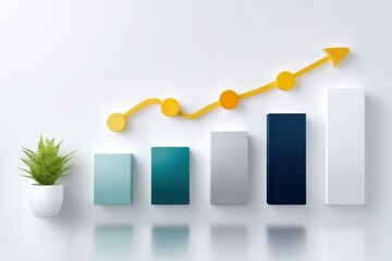 Flat design infographic of business strategy and step-by-step growth planning with icons and arrow chart C