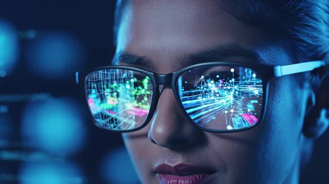 Man thoughtfully examines computer screen up close, exemplifying industriousness and efficient problem solving in modern professional settings, showcasing dedication to detail and strong work.