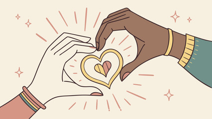Hands making heart shape vector illustration for love and relationship concept graphic design element art