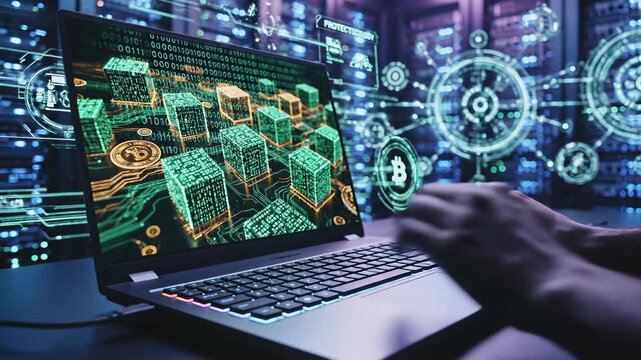 Professional close up of intense focus on digital workflow, conveying efficiency, precision, and technological innovation, perfect for marketing campaigns promoting tech driven solutions or.