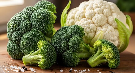 Fresh Broccoli and Cauliflower - Healthy Eating and Nutritious Vegetables.