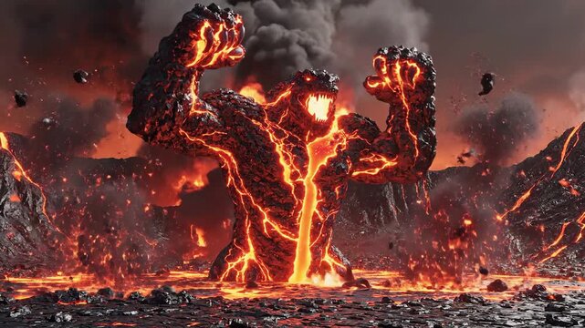 Epic Volcanic Golem Rises from Molten Earth.