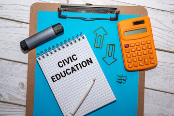 a tablet and a weekly with the text CIVIC EDUCATION.