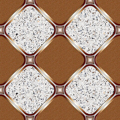 Seamless Geometric Tile Pattern with Stone Inlays