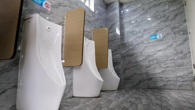 Clean men's public restroom, clean men's urinals
