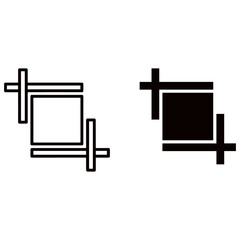 Crop tool icon, a symbol for image editing and design isolated on white background