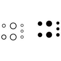 Dot icon, a symbol for data points and visual representation isolated on white background