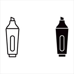 Highlighter icon in outline and glyph style isolated on white background, vector design
