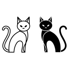 Two cats in black and white, one is an outline and the other is filled in