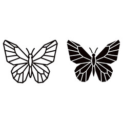 Butterfly icon in outline and solid style isolated on white background for web design