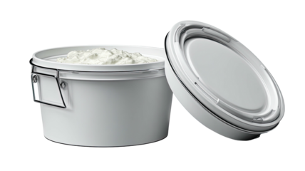 White jar with creamy contents, lid resting aside