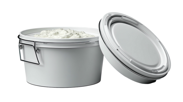 White jar with creamy contents, lid resting aside