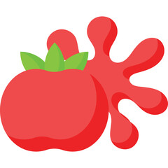 Red Tomato Splatter Transparent Background Food Illustration Simple Flat Design Isolated Digital Art